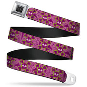 BD Wings Logo CLOSE-UP Full Color Black Silver Seatbelt Belt - Cute Skulls w/Paisley Purple/Pink/Green Webbing Seatbelt Belts Buckle-Down