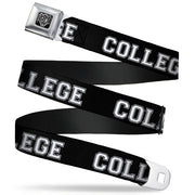 BD Wings Logo CLOSE-UP Full Color Black Silver Seatbelt Belt - COLLEGE Black/White Webbing Seatbelt Belts Buckle-Down