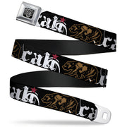 BD Wings Logo CLOSE-UP Full Color Black Silver Seatbelt Belt - CALI w/Grizzly Bear Webbing Seatbelt Belts Buckle-Down