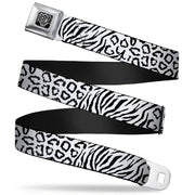 BD Wings Logo CLOSE-UP Full Color Black Silver Seatbelt Belt - Cheebra White/Black Webbing Seatbelt Belts Buckle-Down