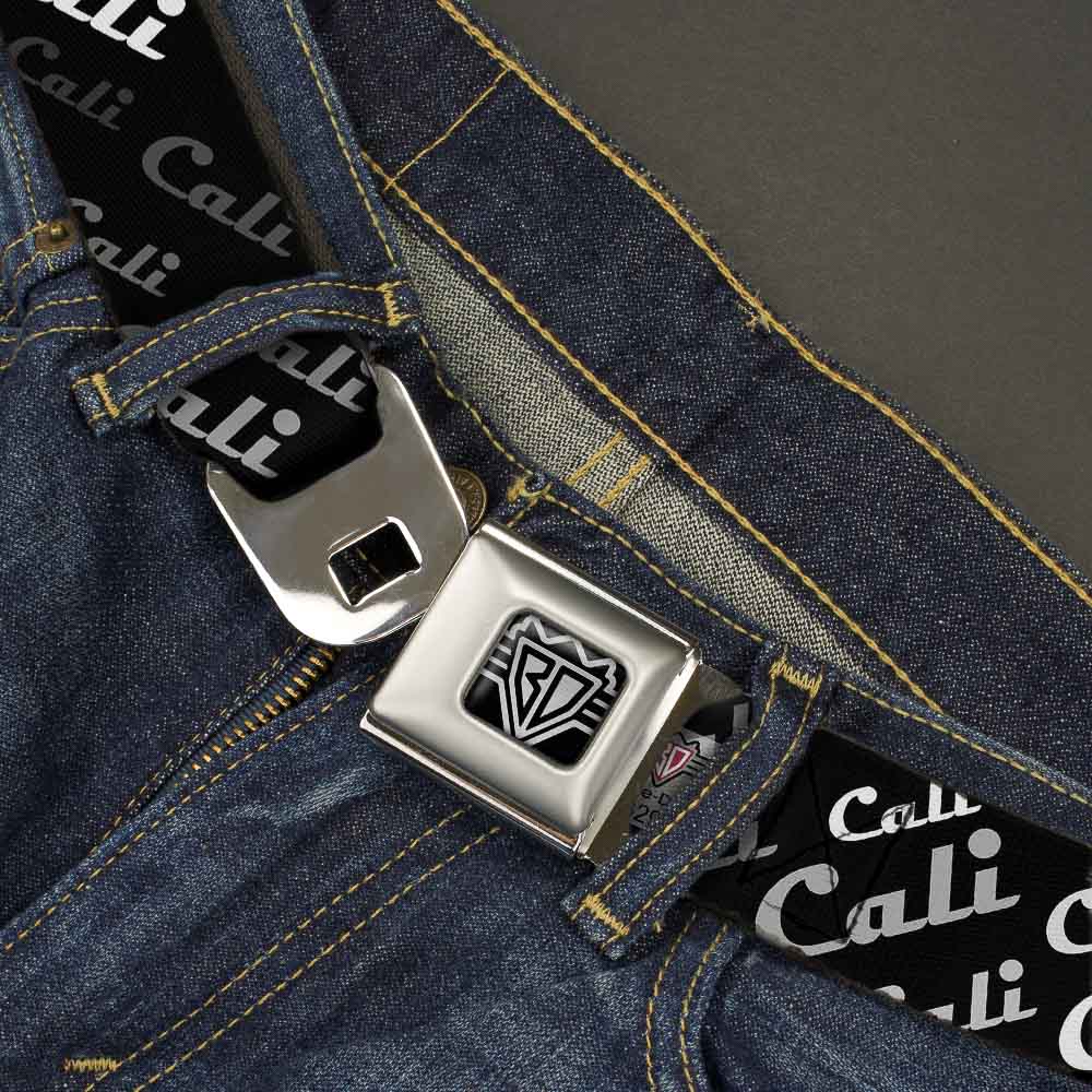 BD Wings Logo CLOSE-UP Full Color Black Silver Seatbelt Belt - CALI Fade Diagonal Black/Gray/White Webbing Seatbelt Belts Buckle-Down