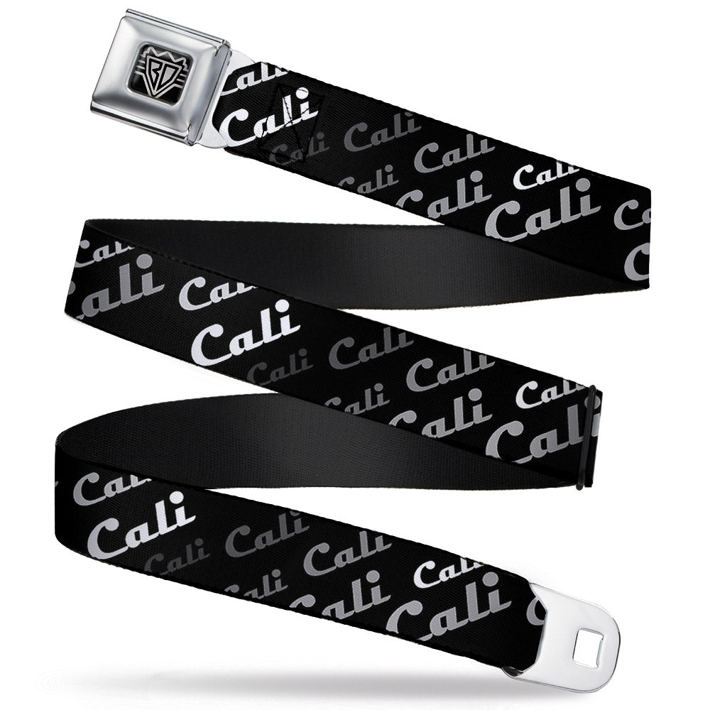 BD Wings Logo CLOSE-UP Full Color Black Silver Seatbelt Belt - CALI Fade Diagonal Black/Gray/White Webbing Seatbelt Belts Buckle-Down