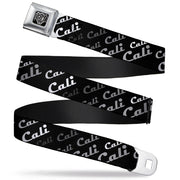 BD Wings Logo CLOSE-UP Full Color Black Silver Seatbelt Belt - CALI Fade Diagonal Black/Gray/White Webbing Seatbelt Belts Buckle-Down