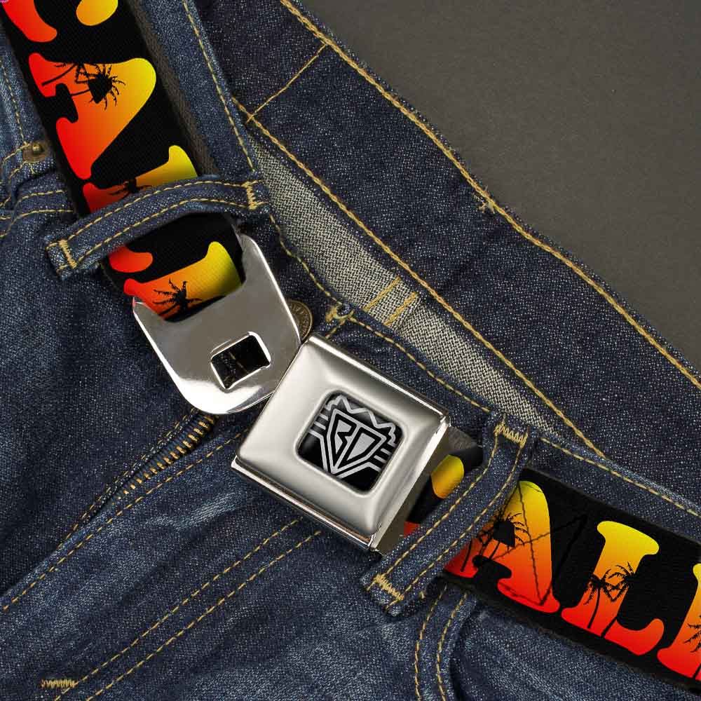 BD Wings Logo CLOSE-UP Full Color Black Silver Seatbelt Belt - CALI Tropical Black/Multi Color Webbing Seatbelt Belts Buckle-Down