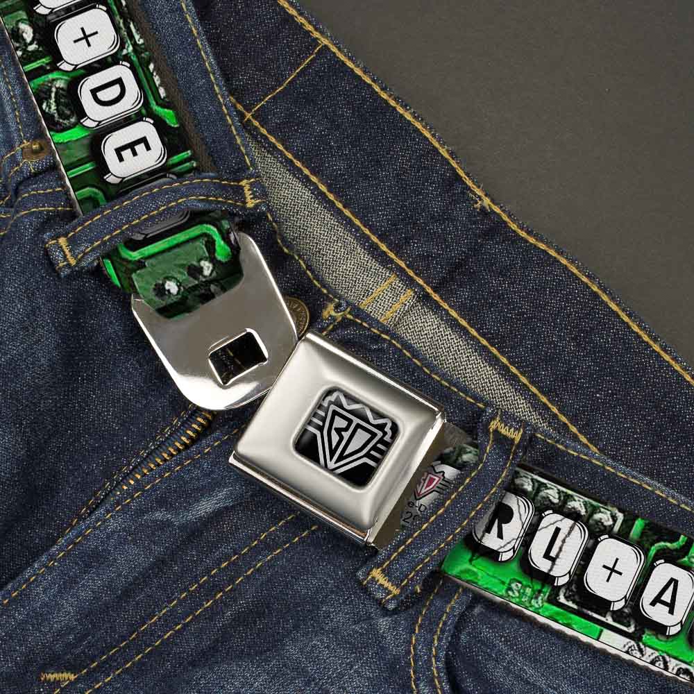 BD Wings Logo CLOSE-UP Full Color Black Silver Seatbelt Belt - CTRL+ALT+DEL Chip Webbing Seatbelt Belts Buckle-Down