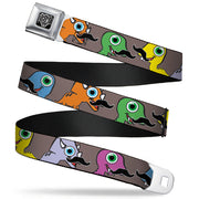BD Wings Logo CLOSE-UP Full Color Black Silver Seatbelt Belt - Cute Dinosaurs w/Mustaches Gray Webbing Seatbelt Belts Buckle-Down
