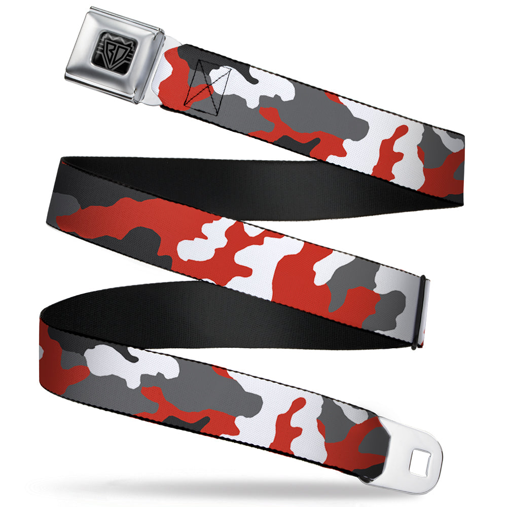 BD Wings Logo CLOSE-UP Full Color Black Silver Seatbelt Belt - Camo Orange Webbing Seatbelt Belts Buckle-Down