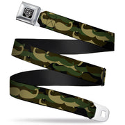 BD Wings Logo CLOSE-UP Full Color Black Silver Seatbelt Belt - Camo'stache Webbing Seatbelt Belts Buckle-Down