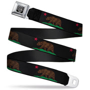 BD Wings Logo CLOSE-UP Full Color Black Silver Seatbelt Belt - California Flag Bear Black Webbing Seatbelt Belts Buckle-Down