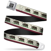 BD Wings Logo CLOSE-UP Full Color Black Silver Seatbelt Belt - California Flag Bear Weathered White Webbing Seatbelt Belts Buckle-Down