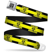 BD Wings Logo CLOSE-UP Full Color Black Silver Seatbelt Belt - CAUTION BIOHAZARD Black/Yellow Webbing Seatbelt Belts Buckle-Down