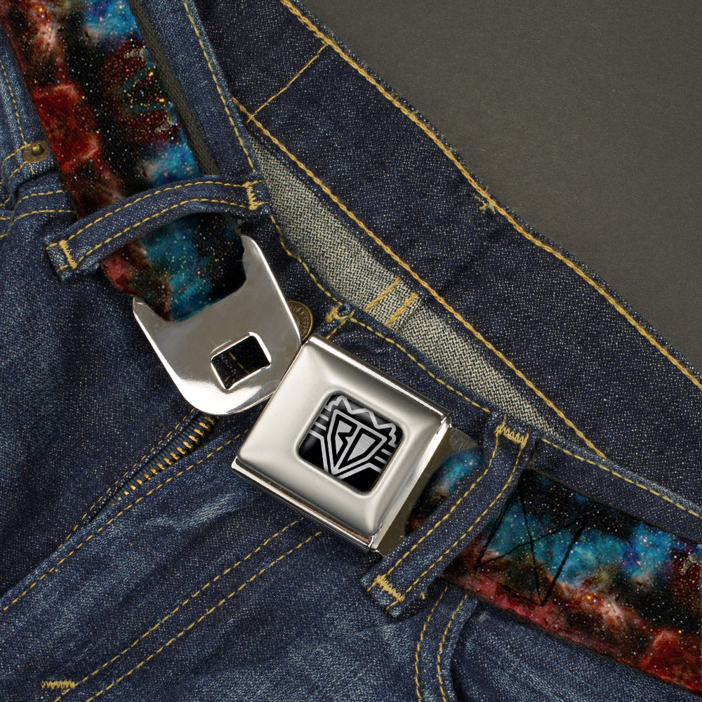 BD Wings Logo CLOSE-UP Full Color Black Silver Seatbelt Belt - Cosmic Space Webbing Seatbelt Belts Buckle-Down