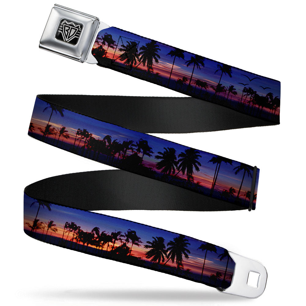 BD Wings Logo CLOSE-UP Full Color Black Silver Seatbelt Belt - California Sunset Webbing Seatbelt Belts Buckle-Down