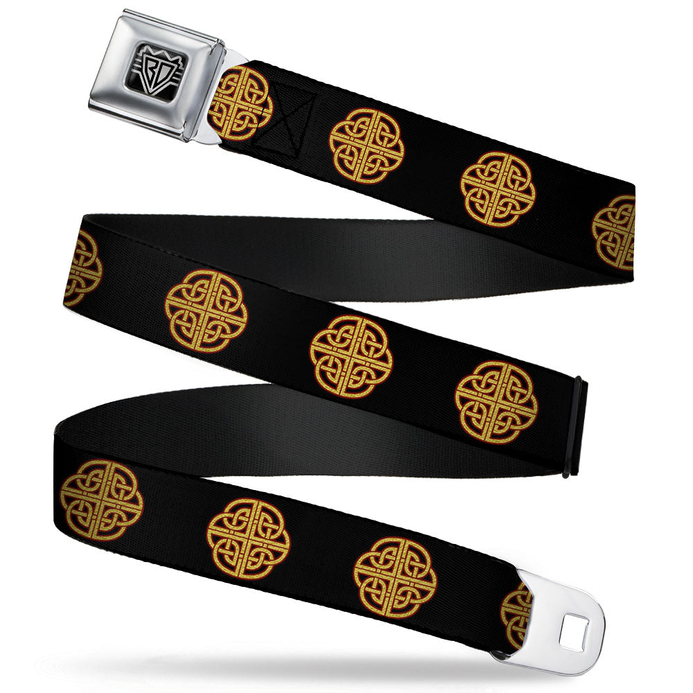 BD Wings Logo CLOSE-UP Full Color Black Silver Seatbelt Belt - Celtic Knot Black/Burgundy/Gold Webbing Seatbelt Belts Buckle-Down