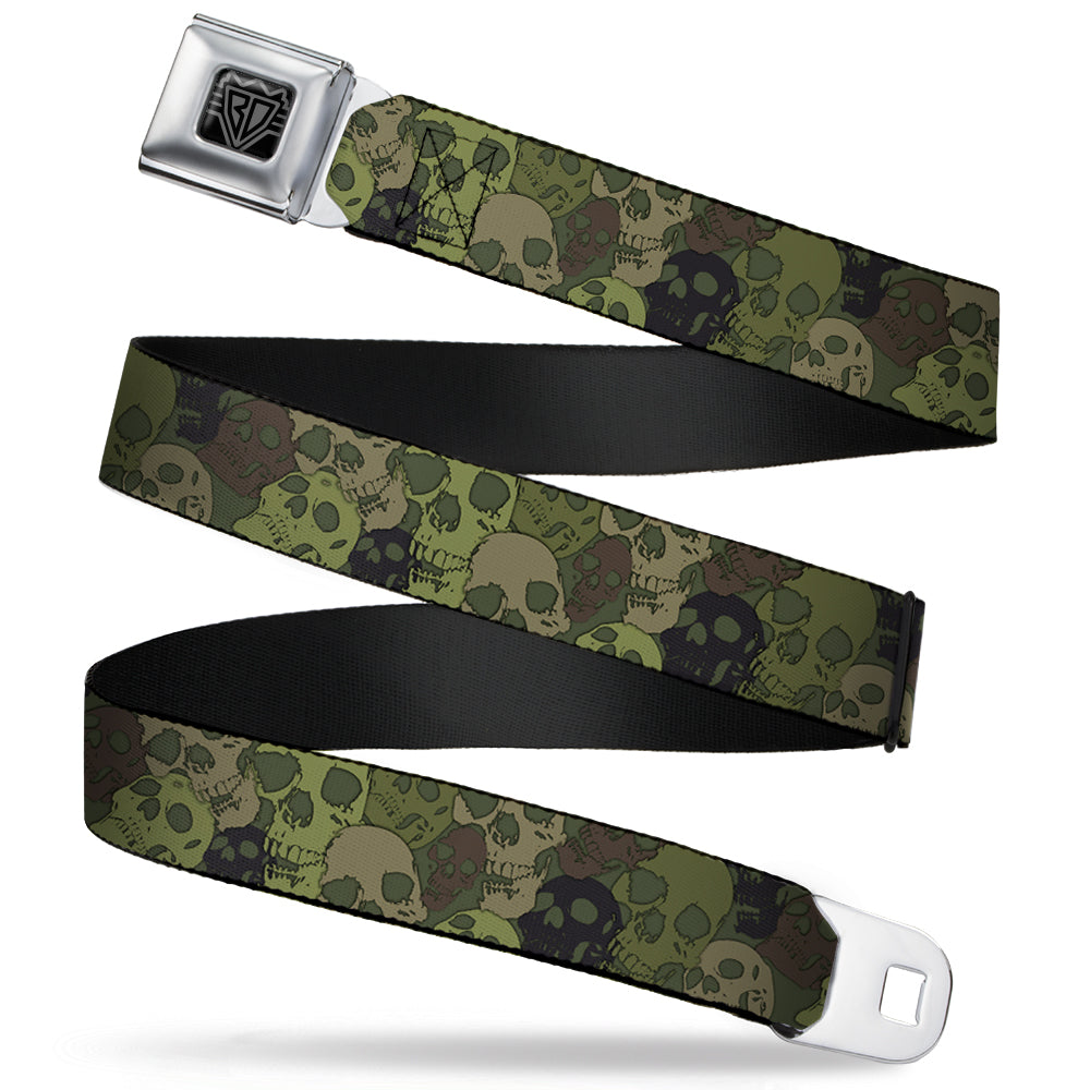 BD Wings Logo CLOSE-UP Full Color Black Silver Seatbelt Belt - Camo Olive Skull Yard Webbing Seatbelt Belts Buckle-Down