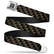 BD Wings Logo CLOSE-UP Full Color Black Silver Seatbelt Belt - Checker Trio Tan/Black/Olive Webbing Seatbelt Belts Buckle-Down
