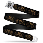 BD Wings Logo CLOSE-UP Full Color Black Silver Seatbelt Belt - California Grizzly Bear Outline Black/Brown Webbing Seatbelt Belts Buckle-Down