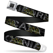 BD Wings Logo CLOSE-UP Full Color Black Silver Seatbelt Belt - CALIFORNIA/Flag Bear Black/Camo Gray/Camo Olive Webbing Seatbelt Belts Buckle-Down
