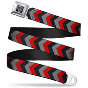 BD Wings Logo CLOSE-UP Full Color Black Silver Seatbelt Belt - Chevron Red/Black/Gray Webbing Seatbelt Belts Buckle-Down