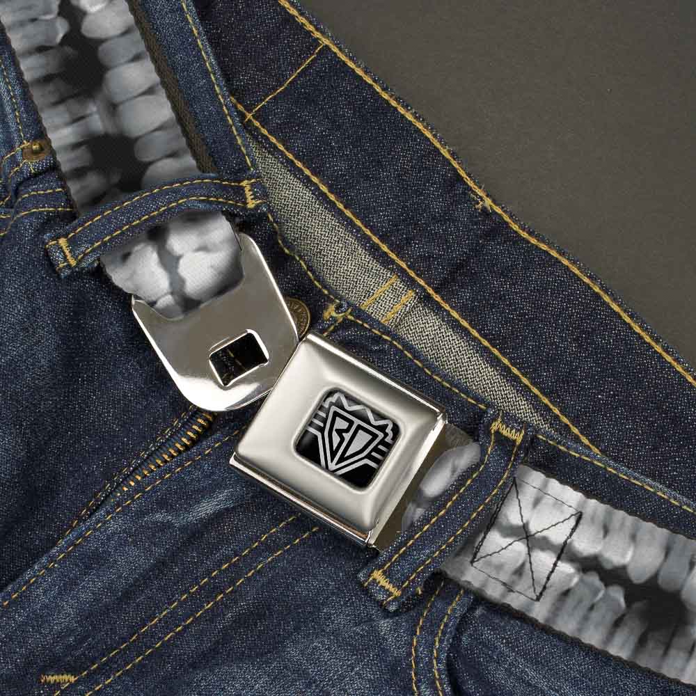 BD Wings Logo CLOSE-UP Full Color Black Silver Seatbelt Belt - Dental X-Rays Black/White Webbing Seatbelt Belts Buckle-Down