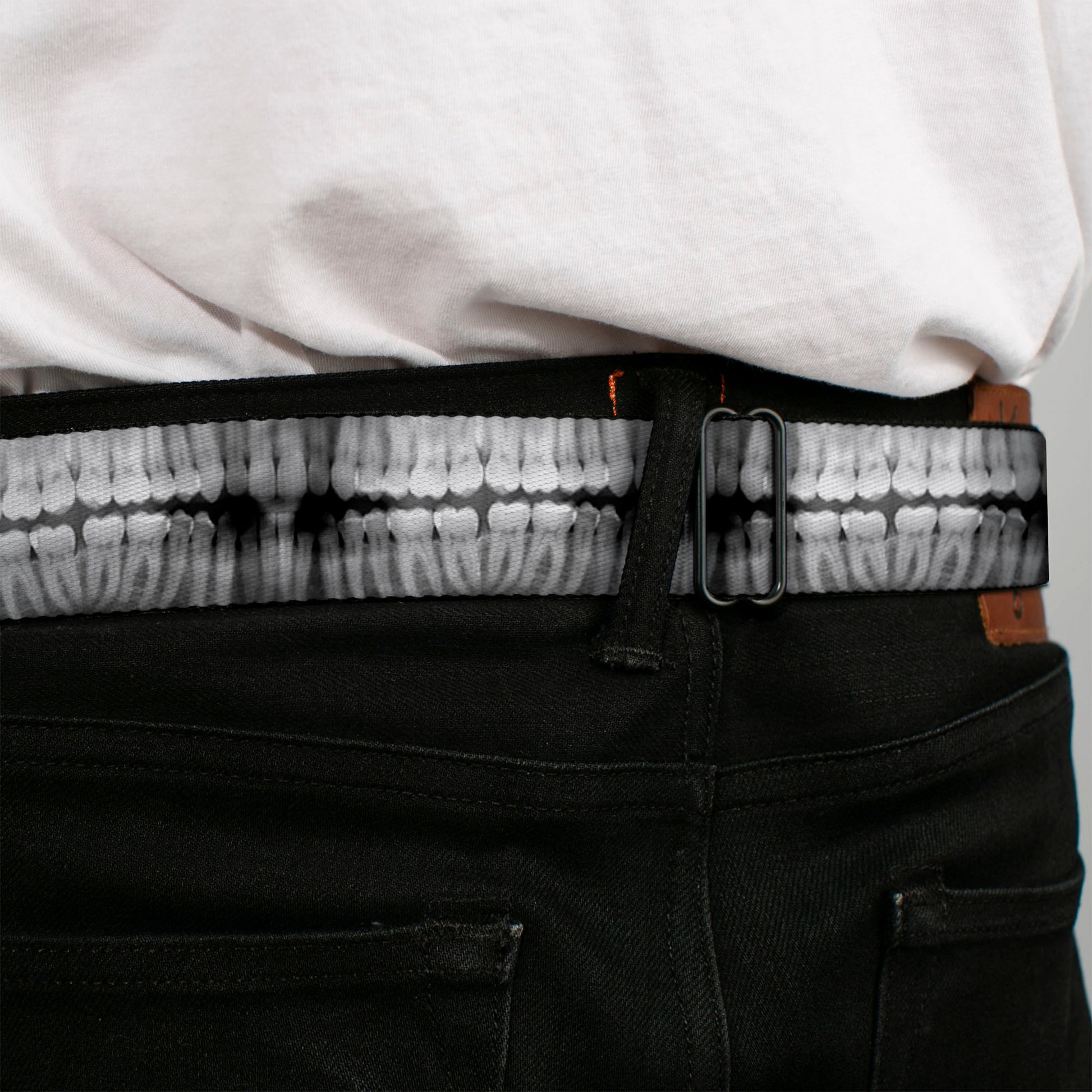 BD Wings Logo CLOSE-UP Full Color Black Silver Seatbelt Belt - Dental X-Rays Black/White Webbing Seatbelt Belts Buckle-Down