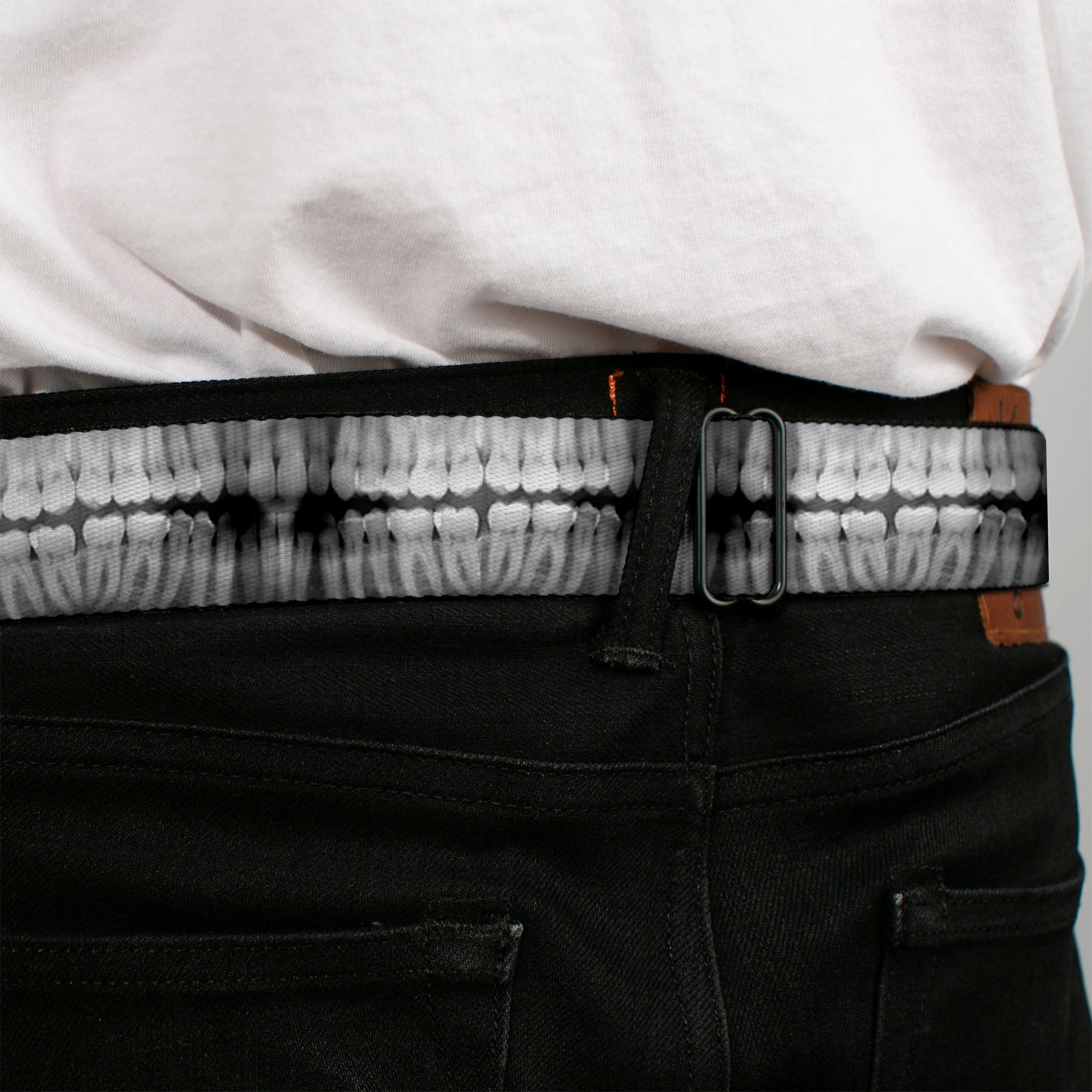 BD Wings Logo CLOSE-UP Full Color Black Silver Seatbelt Belt - Dental X-Rays Black/White Webbing Seatbelt Belts Buckle-Down