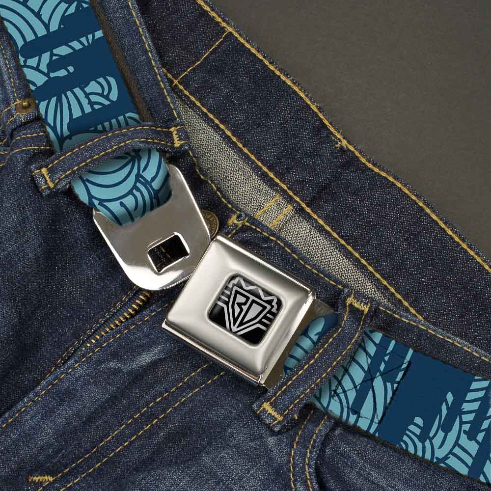 BD Wings Logo CLOSE-UP Full Color Black Silver Seatbelt Belt - Doodle1/Paint Drips Blues Webbing Seatbelt Belts Buckle-Down