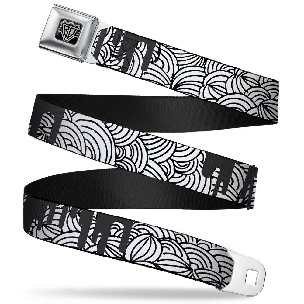 BD Wings Logo CLOSE-UP Full Color Black Silver Seatbelt Belt - Doodle1/Paint Drips White/Black Webbing Seatbelt Belts Buckle-Down