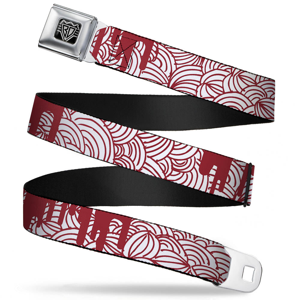 BD Wings Logo CLOSE-UP Full Color Black Silver Seatbelt Belt - Doodle1/Paint Drips White/Red Webbing Seatbelt Belts Buckle-Down