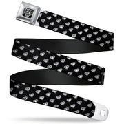 BD Wings Logo CLOSE-UP Full Color Black Silver Seatbelt Belt - Diamonds Diagonal Black/White Webbing Seatbelt Belts Buckle-Down