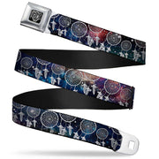 BD Wings Logo CLOSE-UP Full Color Black Silver Seatbelt Belt - Dream Catcher Galaxy/White Webbing Seatbelt Belts Buckle-Down