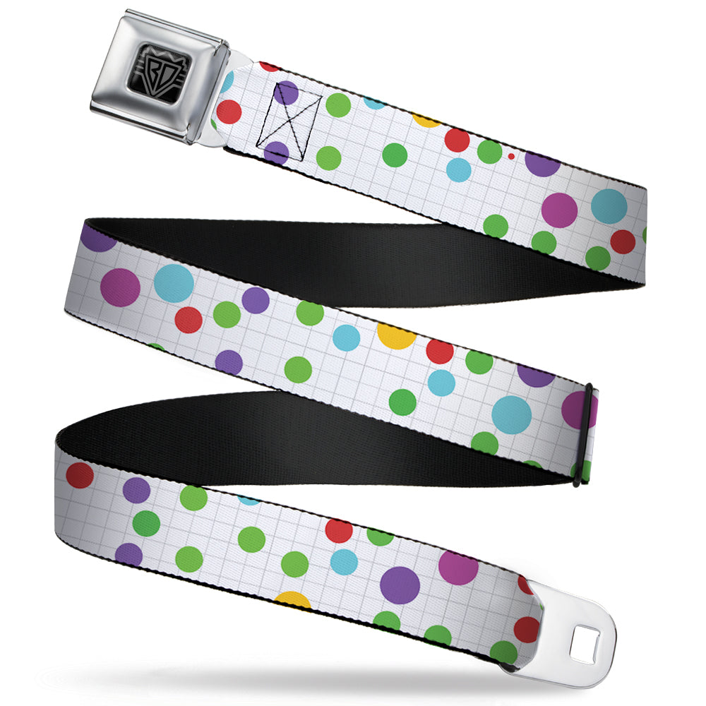 BD Wings Logo CLOSE-UP Full Color Black Silver Seatbelt Belt - Dots/Grid White/Gray/Multi Color Webbing Seatbelt Belts Buckle-Down