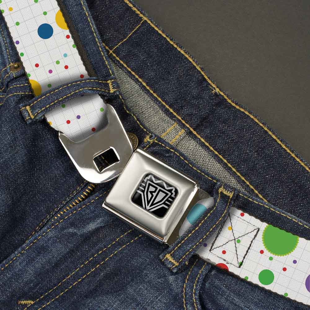 BD Wings Logo CLOSE-UP Full Color Black Silver Seatbelt Belt - Dots/Grid2 White/Gray/Multi Color Webbing Seatbelt Belts Buckle-Down