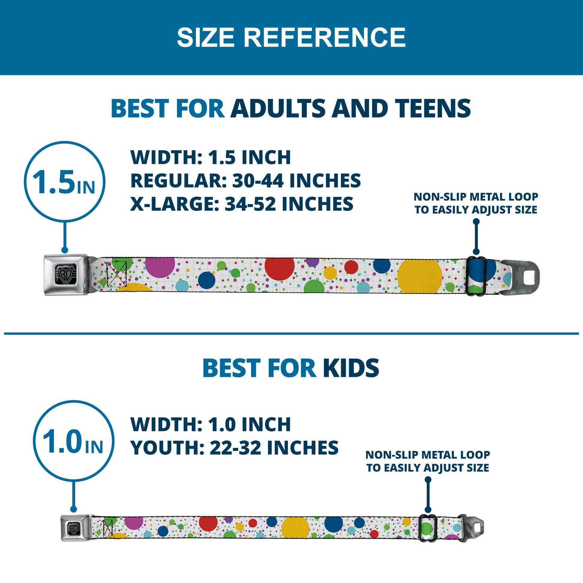 BD Wings Logo CLOSE-UP Full Color Black Silver Seatbelt Belt - Dots/Grid3 White/Gray/Multi Color Webbing Seatbelt Belts Buckle-Down