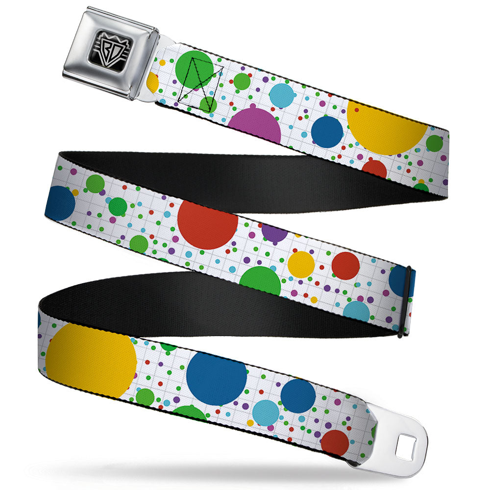 BD Wings Logo CLOSE-UP Full Color Black Silver Seatbelt Belt - Dots/Grid3 White/Gray/Multi Color Webbing Seatbelt Belts Buckle-Down