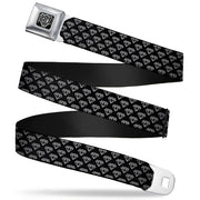 BD Wings Logo CLOSE-UP Full Color Black Silver Seatbelt Belt - Diamonds Diagonal2 Lines Black/White Webbing Seatbelt Belts Buckle-Down