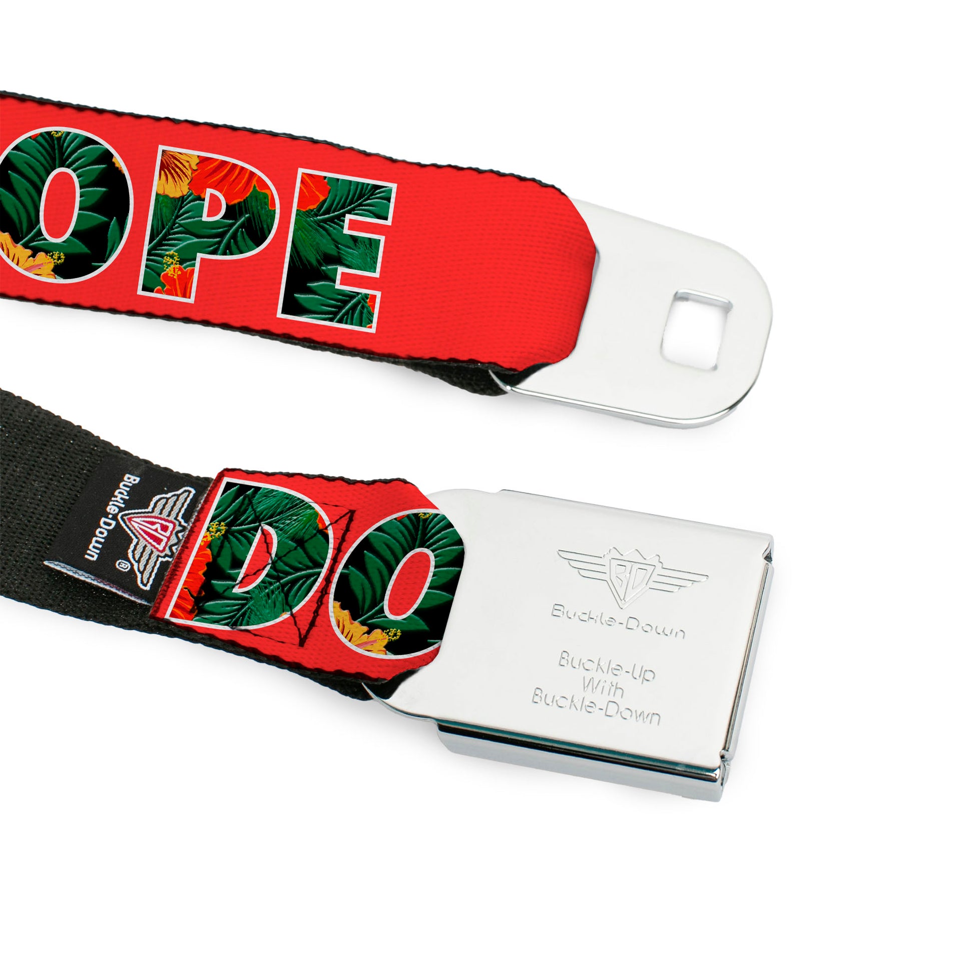 Seatbelt Belt - DOPE Red/Black/Tropical Flowers Seatbelt Belts Buckle-Down