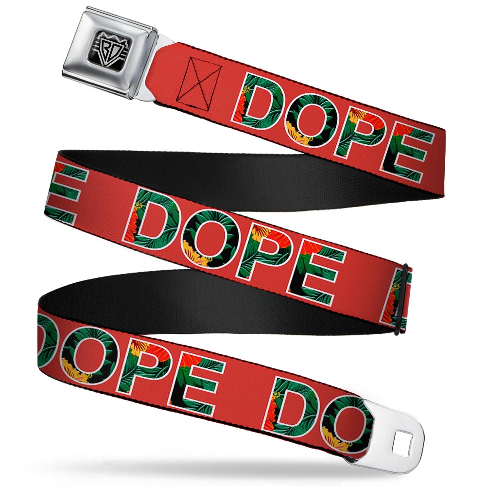 Seatbelt Belt - DOPE Red/Black/Tropical Flowers Seatbelt Belts Buckle-Down