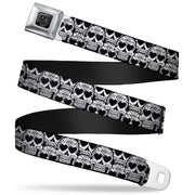 BD Wings Logo CLOSE-UP Full Color Black Silver Seatbelt Belt - Diamond Sugar Skull Stacked Black/Silver Fade/White Webbing Seatbelt Belts Buckle-Down