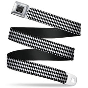 BD Wings Logo CLOSE-UP Full Color Black Silver Seatbelt Belt - Diamonds Stripe White/Black Webbing Seatbelt Belts Buckle-Down