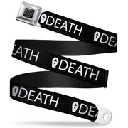 BD Wings Logo CLOSE-UP Full Color Black Silver Seatbelt Belt - DEATH/Coffin Black/White Webbing Seatbelt Belts Buckle-Down