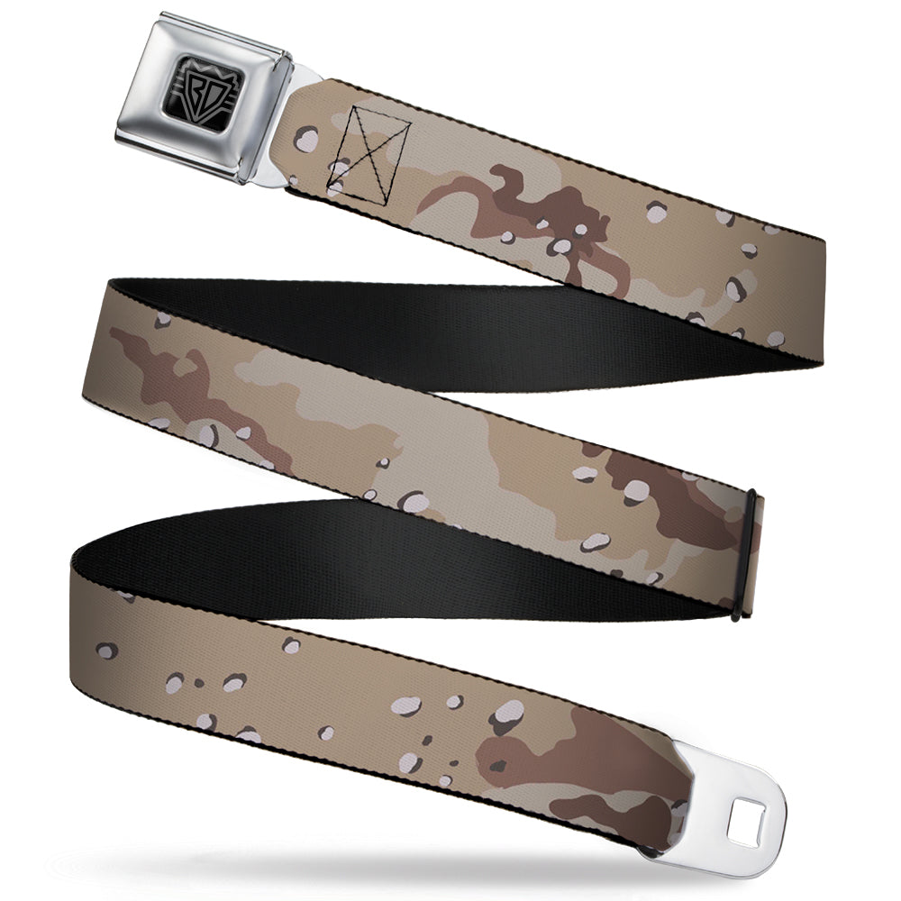 BD Wings Logo CLOSE-UP Full Color Black Silver Seatbelt Belt - Desert Camo Tans/Browns Webbing Seatbelt Belts Buckle-Down
