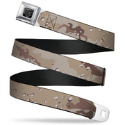 BD Wings Logo CLOSE-UP Full Color Black Silver Seatbelt Belt - Desert Camo Tans/Browns Webbing Seatbelt Belts Buckle-Down