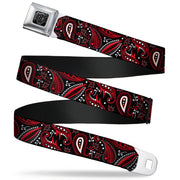 BD Wings Logo CLOSE-UP Full Color Black Silver Seatbelt Belt - Floral Paisley3 Black/Red/Gray/White Webbing Seatbelt Belts Buckle-Down