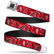 BD Wings Logo CLOSE-UP Full Color Black Silver Seatbelt Belt - Floral Paisley3 Red/Black/Gray/White Webbing Seatbelt Belts Buckle-Down