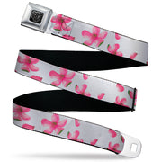 BD Wings Logo CLOSE-UP Black/Silver Seatbelt Belt - Flowers/Petals Scattered White/Pinks Webbing Seatbelt Belts Buckle-Down