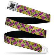BD Wings Logo CLOSE-UP Black/Silver Seatbelt Belt - Floral Chain Yellow Webbing Seatbelt Belts Buckle-Down