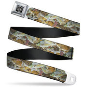 BD Wings Logo CLOSE-UP Full Color Black Silver Seatbelt Belt - Fishes Stacked Webbing Seatbelt Belts Buckle-Down
