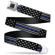 BD Wings Logo CLOSE-UP Black/Silver Seatbelt Belt - FAFO FUCK AROUND AND FIND OUT Thin Blue Line Flag Webbing Seatbelt Belts Buckle-Down