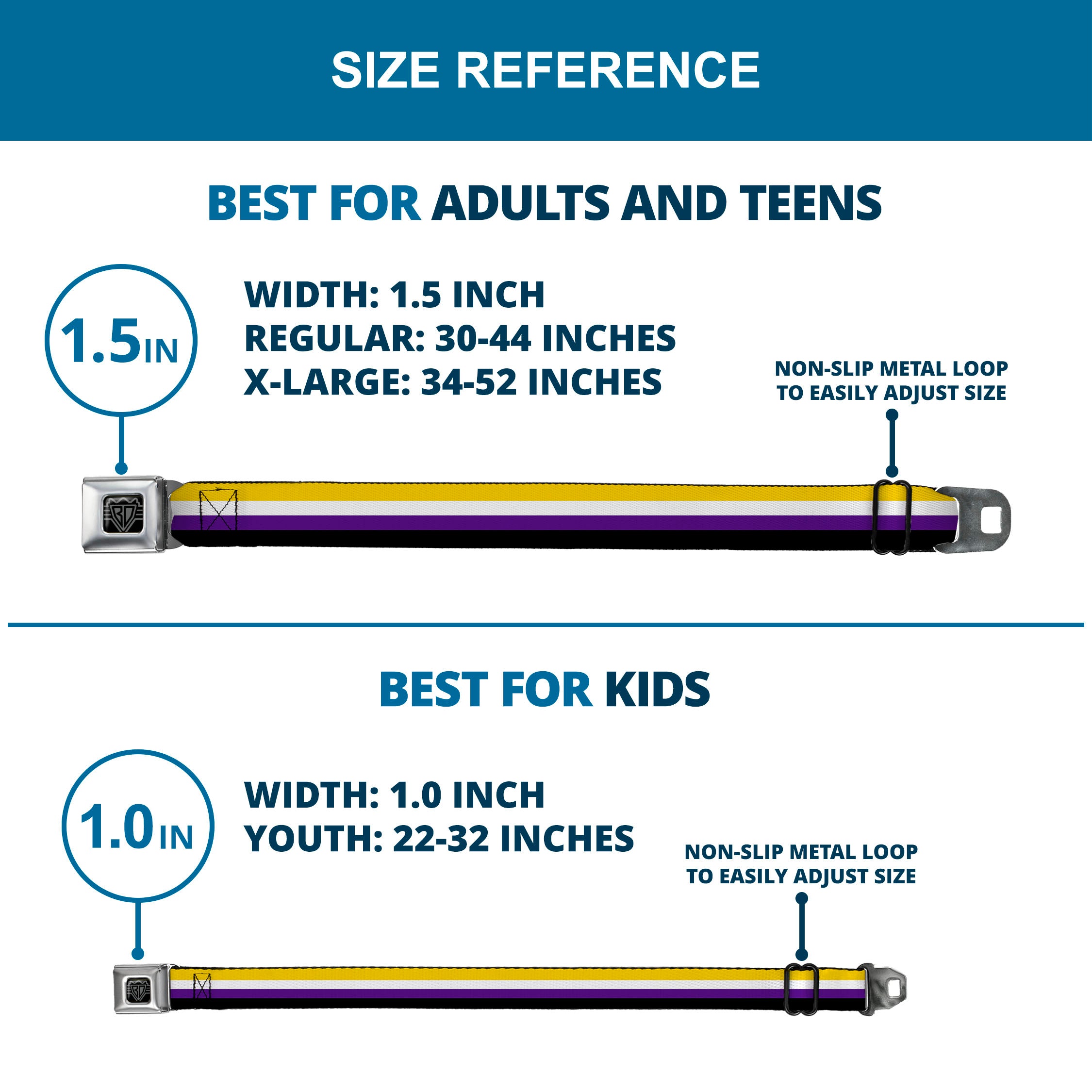 BD Wings Logo CLOSE-UP Black/Silver Seatbelt Belt - Flag Non-Binary Stripe Webbing Seatbelt Belts Buckle-Down